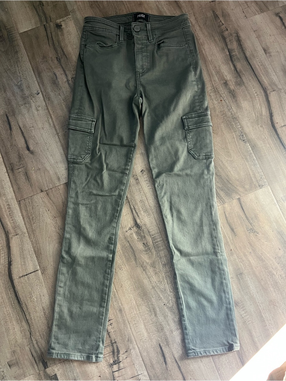 PAIGE Olive Green Cargo Skinny stretch Jeans